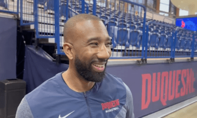 Duquesne basketball held its tip-off event on Thursday night, and coaches Dru Joyce III and Dan Burt spoke at the event.